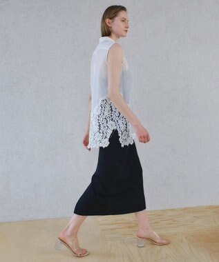 BEIGE， GALENA / レースコンビ シアーシャツ Off