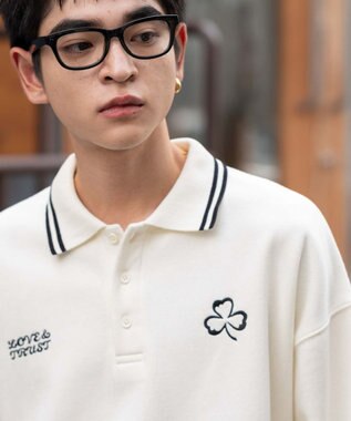 WEGO 【ユニセックス着用ITEM/MLサイズ展開】モチーフロゴポロスウェット ホワイトアイボリー