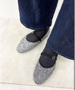 steppi 【VERY掲載 / 洗える / 撥水】ラウンドファー パンプス ブラックラメ