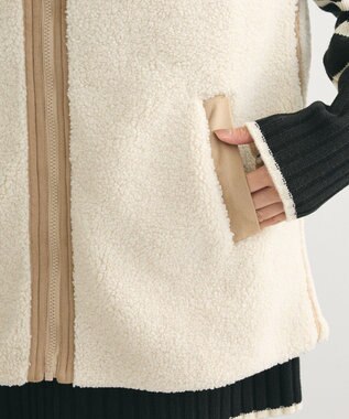 Green Parks スタンドカラーボアＺＩＰベスト Beige