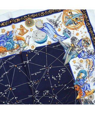 Marca ＜新柄！＞【伝統横濱スカーフ】星の神話 大判 シルクツイル スカーフ シルバーグレー