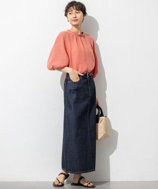 23区 【洗える】LIBECOリネン ボリュームスリーブ ブラウス オールドローズ系