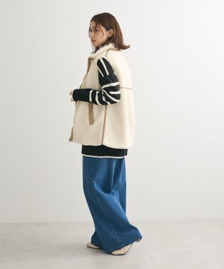 Green Parks スタンドカラーボアＺＩＰベスト Beige