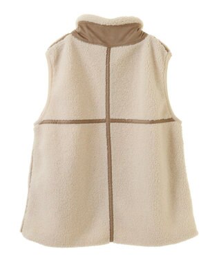 Green Parks スタンドカラーボアＺＩＰベスト Beige