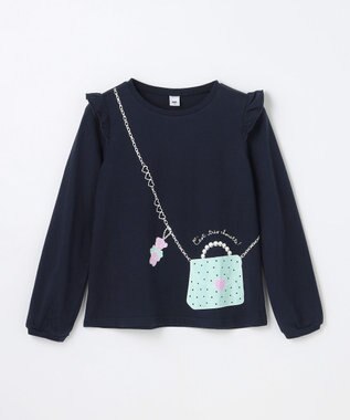 ANY KIDS 【WEB限定】7days プリント 長袖Tシャツ ネイビー×ポシェット