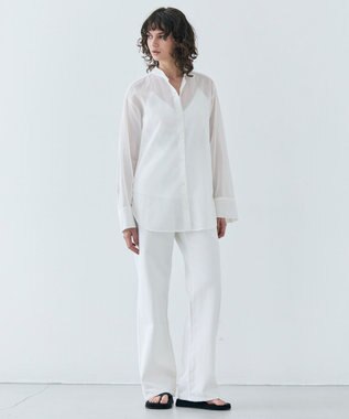 BEIGE， 【洗える】PLUMERIA / コットンシアーバックボウタイブラウス White