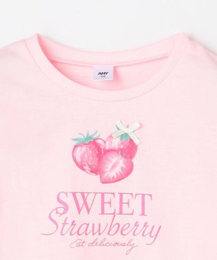 ANY KIDS 【Strawberry Collection】アートプリント 長袖Tシャツ ピンク