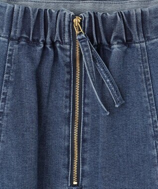 組曲 【ストレッチ】ミッドデニム フレアスカート ユーズドブルー系