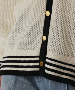 GRACE CONTINENTAL メッシュラインニットカーディガン ホワイト