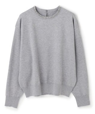 UNFILO ネックビジュー ニット グレー