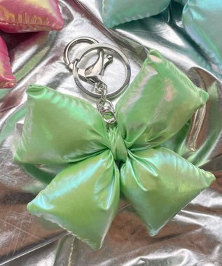 WEGO メタリッククッションリボンキーホルダー グリーン
