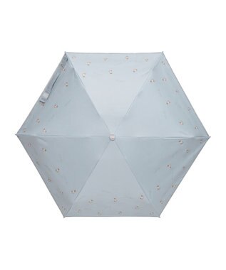 MOONBAT 【 遮光率100％/遮熱/UV/コンパクト】PAUL&JOE ACCESSOIRES(ポール&ジョー) 晴雨兼用日傘 ヌネット×ロゴ ネコ 5段折りたたみ傘 サックスブルー