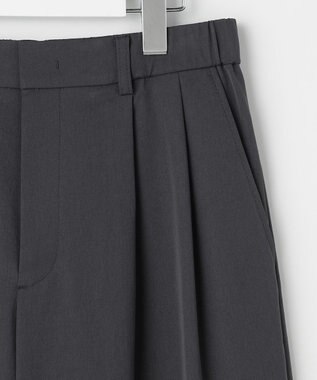 自由区 【大人カジュアル】ストレッチチノクロス2タックワイド パンツ チャコール