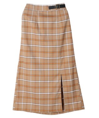Green Parks ベルトデザインチェックＩラインスカート Beige
