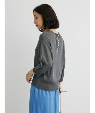 Green Parks ・ＥＬＥＮＣＡＲＥ　ＤＵＥバックパールシアー５分ニット Gray
