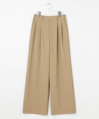 自由区 【大人カジュアル】ストレッチチノクロス2タックワイド パンツ モカ