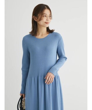 Green Parks ・Ｐｅｔｉｔ　Ｆｌｅｕｒ　フレアニットワンピース Blue