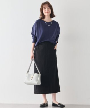 ANY L 【手洗い可/ウエストゴム】裏起毛ハイストレッチタイトスカート ブラック