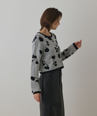 GRACE CONTINENTAL フクレジャガードニットカーディガン ホワイト