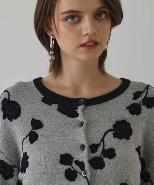 GRACE CONTINENTAL フクレジャガードニットカーディガン ホワイト