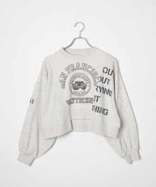 WEGO リメイク風切り替えショートスウェット 杢グレー