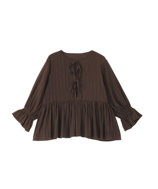 earth music&ecology アソートラッフルブラウス Brown