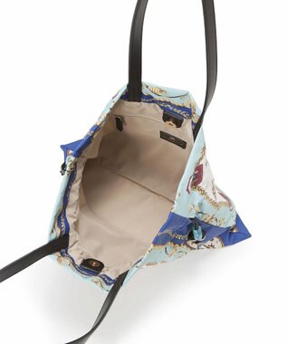 TOPKAPI 【TREASURE TOPKAPI】マイルドサテン スカーフ柄 巾着 トート バッグ ブルー