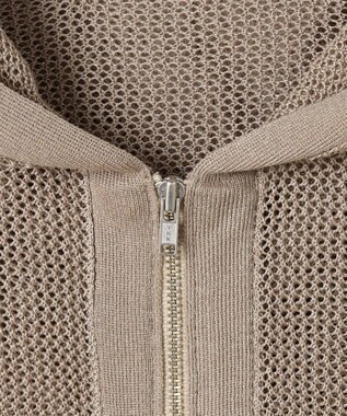 自由区 ライトメッシュジップ パーカー ベージュ