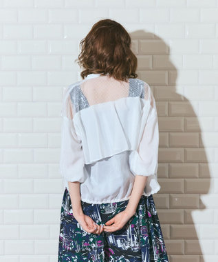 GRACE CONTINENTAL メッシュコンビシアーブルゾン ホワイト