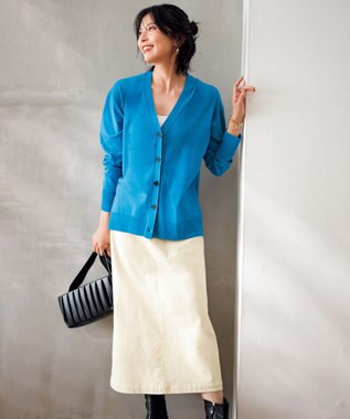 UNFILO ストレッチコーデュロイ Iラインスカート