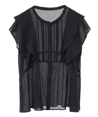 YECCA VECCA シアーラッフルブラウス Black
