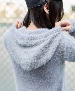 WEGO 【25秋冬新作】シャギーニットジップパーカー グレー