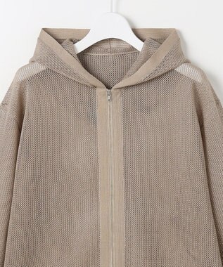 自由区 ライトメッシュジップ パーカー ベージュ