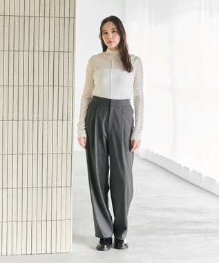 #Newans 【ANSWER for ファッショニスタ 】ウエスト調整可ワイドパンツ チャコールグレー系