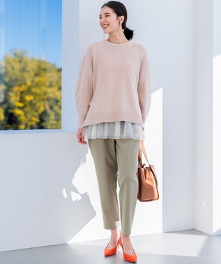 組曲 【洗える・ストレッチ】プランタンカラークロップド パンツ モカカーキ系