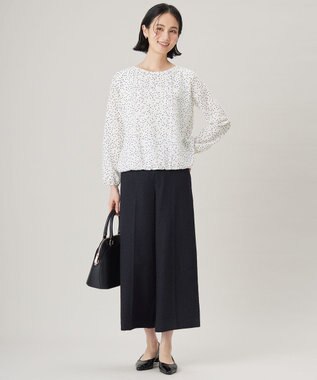 自由区 ブライトリングツイードクロップド パンツ ネイビー