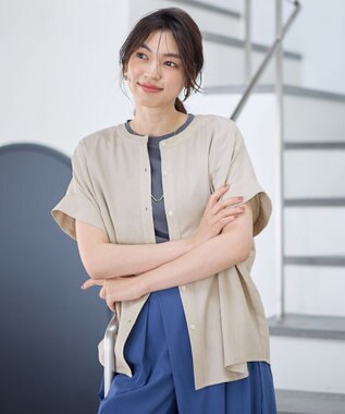 ANY フレンチリネンシャツブラウス サンドベージュ