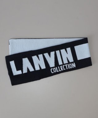 AURORA 【 LANVIN COLLECTION（ランバン コレクション） 】カシミヤニットジャカード片通しマフラー(WASH) サックス
