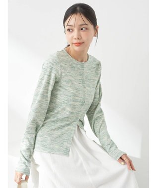 earth music&ecology メランジリブカーディガン Green