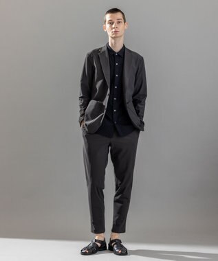 JOSEPH HOMME 新柄【ストレッチ】ハムサジャガードストレッチ　レギュラーカラー半袖シャツ ブラック系