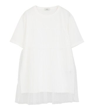 earth music&ecology ニュアンス柄レースドッキングプルオーバー Ivory