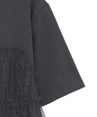 earth music&ecology ニュアンス柄レースドッキングプルオーバー Charcoal Gray