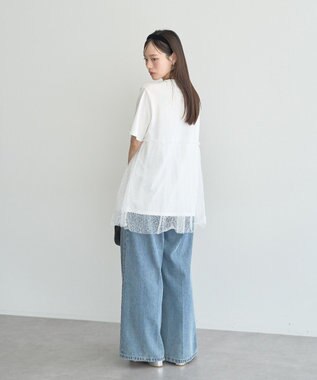 earth music&ecology ニュアンス柄レースドッキングプルオーバー Ivory