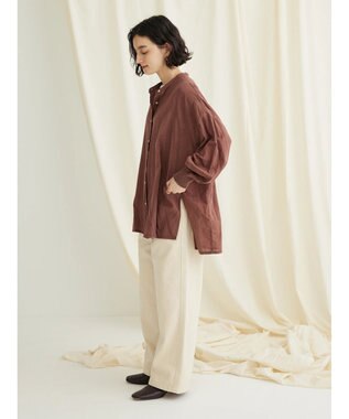 CRAFT STANDARD BOUTIQUE シアーボイルピグメント染めバンドカラーシャツ Brown