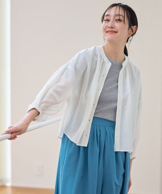 ANY シアーテックリネンギャザーブラウス オフ