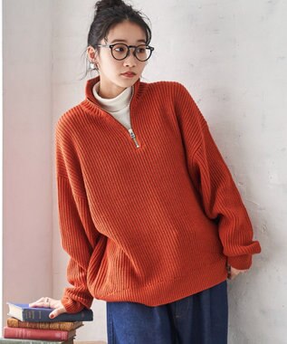 WEGO オーバーフィットハーフジッププルオーバー オレンジ