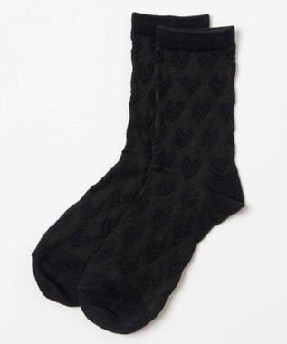 WEGO ポコポコハートクルーソックス ブラック