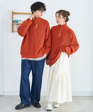 WEGO オーバーフィットハーフジッププルオーバー オレンジ