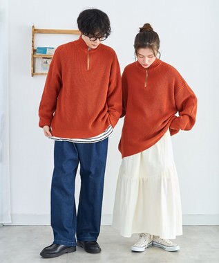 WEGO オーバーフィットハーフジッププルオーバー オレンジ