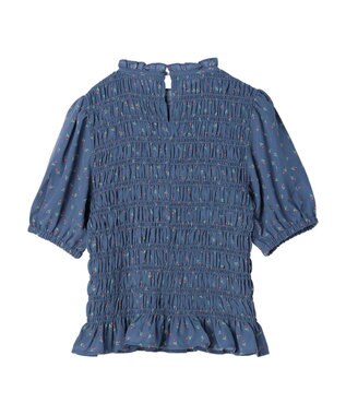 earth music&ecology 花柄パフスリシャーリングブラウス Navy